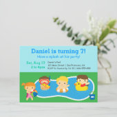 キッズ·スプカラフルラッシュ·誕生日·プール·パーティー 招待状 (スタンド正面)