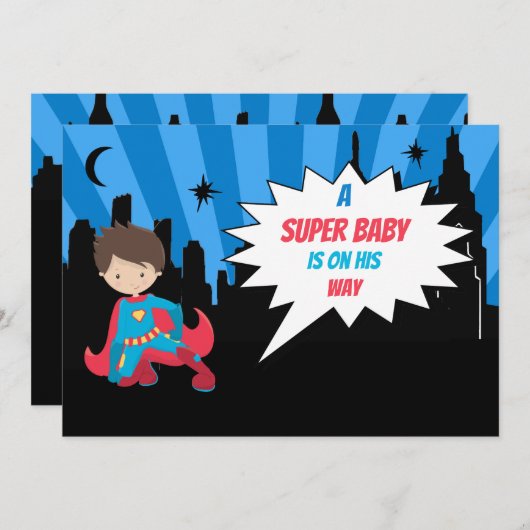 *~*キッズ·スーパーカラフルヘロス·ベはっきりしたビーシャワー 招待状 (正面/裏面)