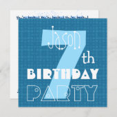 キッズ·セブンス·誕生日·セブン·オールド·ブルー·ホワイト007 招待状 (正面/裏面)