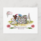 キッズ，チックスと好奇心のあるウサギのヴィンテージイースター シーズンポストカード (正面)