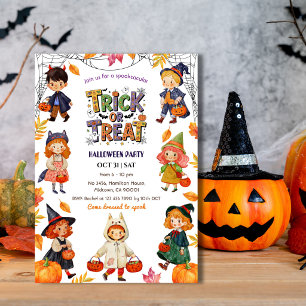 キッズ トリック・オア・トリート ハロウィンパーティーの怖いコスチューム 招待状