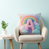 🧸 キッズ ナーサリー レター A 虹 雲 パステル 3D  クッション (椅子)