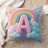 🧸 キッズ ナーサリー レター A 虹 雲 パステル 3D  クッション (ブランケット)