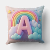 🧸 キッズ ナーサリー レター A 虹 雲 パステル 3D  クッション (裏面)