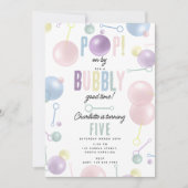 キッズ バブルパーティー POP ON バイ バースデー 招待状 (正面)