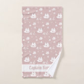 キッズ·パターン·ピンク·パーソナライズされたいかり·シップ·パイレート バスタオルセット (ハンドタオル)