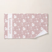 キッズ·パターン·ピンク·パーソナライズされたいかり·シップ·パイレート バスタオルセット (ハンドタオル)