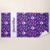 キッズ·パーソナライズされたビーチ·タオル、ドッグ·ポー印刷 ビーチタオル (正面)