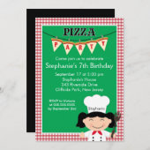 キッズ·ピザ·パーティー·バースデー·パーティーの招待 招待状 (正面/裏面)