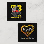 『キッズ・ファイヤー・トラック3歳の誕生日ボーイ・トドラー』 スクエア名刺 (正面/裏面)