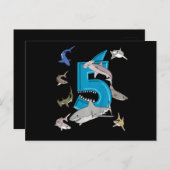 キッズ·フィス·誕生日·ボーイズ·シャーク·ホワイト·シャーク 案内ポストカード (正面/裏面)