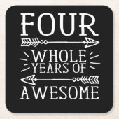 キッズ・フォース・誕生日・ボーイ、4歳誕生日・ボーイ スクエアペーパーコースター (正面)