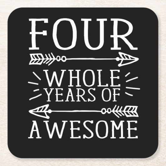 キッズ・フォース・誕生日・ボーイ、4歳誕生日・ボーイ スクエアペーパーコースター (正面)