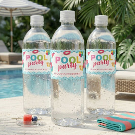 キッズ プールパーティー 誕生日 カラフル 夏 スイミング ペットボトルラベル