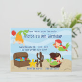 キッズ·マーメイド·プール誕生パーティー 招待状 (スタンド正面)