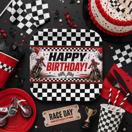 キッズ モトクロス レース 誕生日 パーティー 紙皿