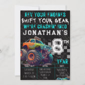 キッズ モンスター トラック ラリー バースデー パーティー 招待状 (正面)