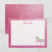 キッズ レインボー ユニコーン オーダーメイド ノートカード (正面/裏面)