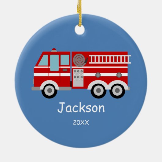 『キッズ·レッパーソナライズされたド·ファイア·トラック·クリスマス』 セラミックオーナメント (裏面)