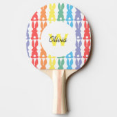 キッズ·レパーソナライズされたインボー·バニー·パターン·シルエット 卓球ラケット (裏面)