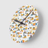 キッズ・建築・ダンプ・トラックの車種 ラウンド壁時計 (傾斜)