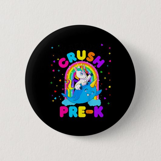 キッズ 私は Pre K ユニコーン Ck を潰す準備ができてます 幼稚園 缶バッジ (正面)