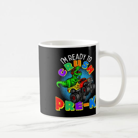 キッズ I'm Ready To Crush 幼稚園 恐竜 モンスタートラック コーヒーマグカップ (右)