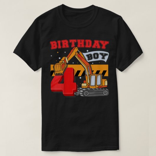 キッズBデイ男の子4歳のディガービルダーの建設 Tシャツ (デザイン正面)
