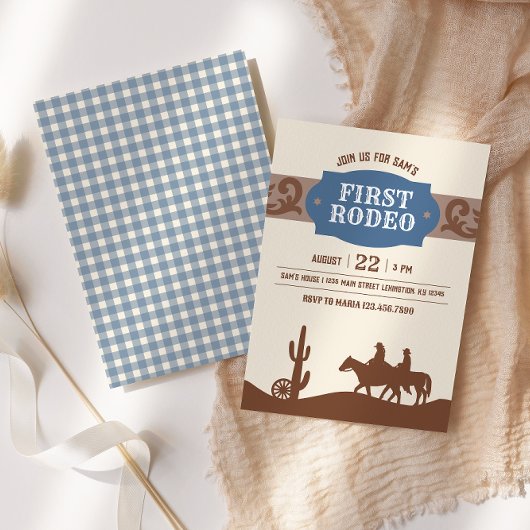 キッズFIrst Rodeoブルーウェスタンバースデーパーティー 招待状