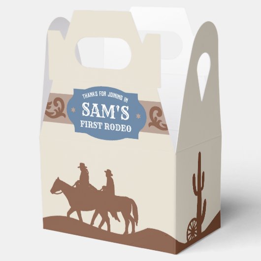 キッズFIrst Rodeoブルー/ブラウンウェスタン誕生日パーティー フェイバーボックス (オープン)