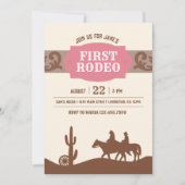 キッズFIrst Rodeo Pink Western Birthdayパーティー 招待状 (正面)