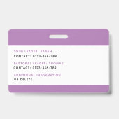 キッズIDラニヤードテンプレート音楽ツアー学校旅行 バッジ (裏面)