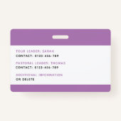 キッズIDラニヤードテンプレート音楽ツアー学校旅行 バッジ (裏面)