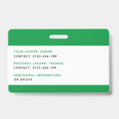 キッズIDラニヤードテンプレート音楽ツアー学校旅行 バッジ (裏面)