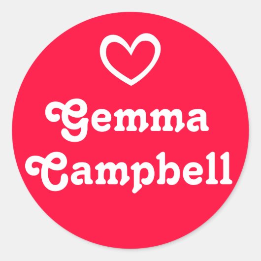 キッズid名：オープンハート赤ステッカー ラウンドシール (正面)