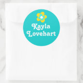 キッズid黄色アクアホワイトガールズステッカー ラウンドシール (バッグ)