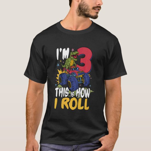 キッズI'm 3 Kid's Monster Truck転がはこうやって Tシャツ (正面)