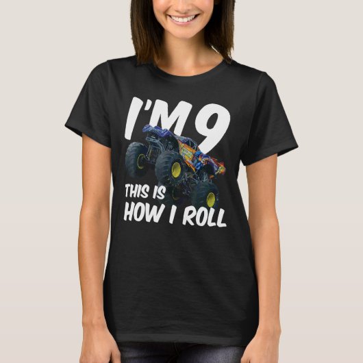 キッズI'm 9 I's Monster Truck転が 8th Biのやり方 Tシャツ (正面)