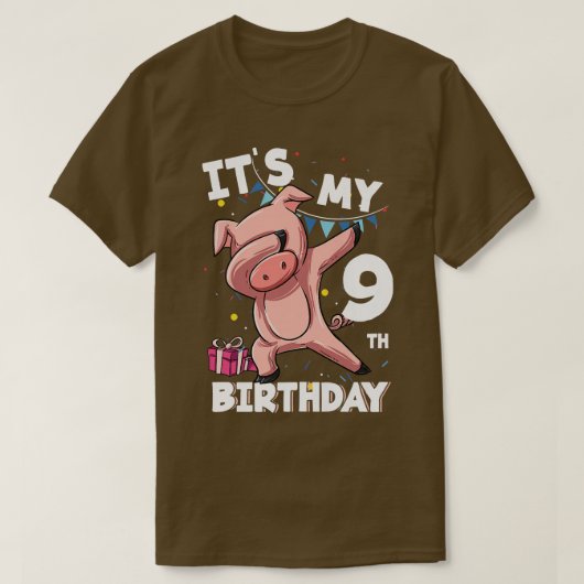 キッズits私の9誕生日9歳の豚誕生日P Tシャツ (デザイン正面)