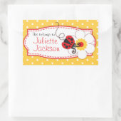 キッズladybugブックプレートid名イエローステッカー 長方形シール (バッグ)