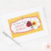 キッズladybugブックプレートid名イエローステッカー 長方形シール (封筒)