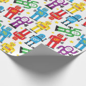 キッズSFロボットとエイリアン誕生日 ラッピングペーパー (角)