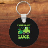 キッズSt patricks dayブルドーザー私の運サイを押す キーホルダー (正面)