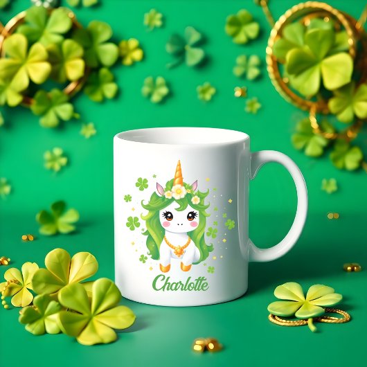 キッズSt patricks dayラッキーグリーンユニコーン コーヒーマグカップ