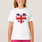 キッズTシャツ – イギリス国旗のハート Tシャツ (正面)