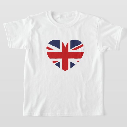 キッズTシャツ – イギリス国旗のハート Tシャツ (レイダウン)