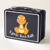 キッズTレックス恐竜ピンク弁当箱 メタルランチボックス (裏面)