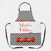 キッチイタリアンントマトスペパー市松模様にス エプロン (正面)