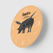 キッチカスタムンヴィンテージPigロゴ ラウンド壁時計 (傾斜)