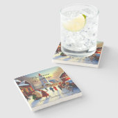 キッチクリスマスグリーツヴィレッジチャーチゴワーズ ストーンコースター (横)